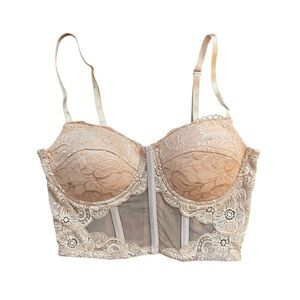 Y2K Charlotte Russe Lace Corset Bustier Light Blush Pink Size Small